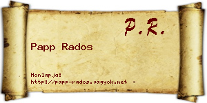 Papp Rados névjegykártya